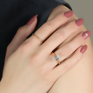 The Lexie Set  With A 2.5 Carat Emerald 14K Yellow Gold Moissanite