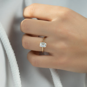 The Lexie Set  With A 2.5 Carat Emerald 14K Yellow Gold Moissanite