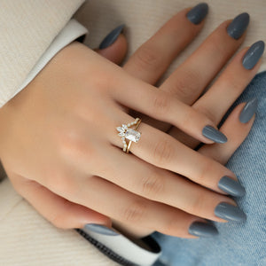 The Lexie Set  With A 2.5 Carat Emerald 14K Yellow Gold Moissanite