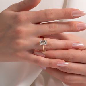 The Lexie Set  With A 2.5 Carat Emerald 14K Yellow Gold Moissanite
