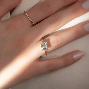 The Lexie Set  With A 2.5 Carat Emerald 14K Yellow Gold Moissanite