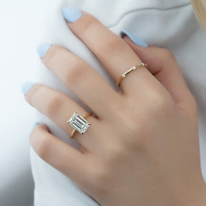 The Lexie Set  With A 2.5 Carat Emerald 14K Yellow Gold Moissanite