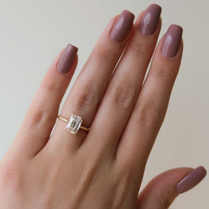 The Lexie Set  With A 2.5 Carat Emerald 14K Yellow Gold Moissanite