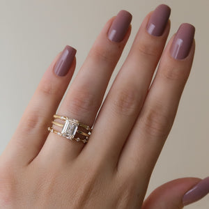 The Lexie Set  With A 2.5 Carat Emerald 14K Yellow Gold Moissanite