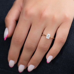 The Lexie Set  With A 2.5 Carat Emerald 14K Yellow Gold Moissanite