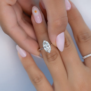 The Lexie Set  With A 2.5 Carat Marquise 14K White Gold Moissanite
