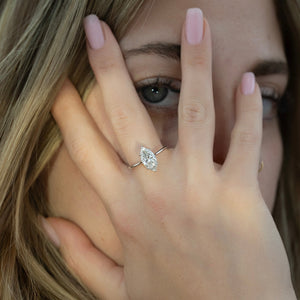 The Lexie Set  With A 2.5 Carat Marquise 14K White Gold Moissanite