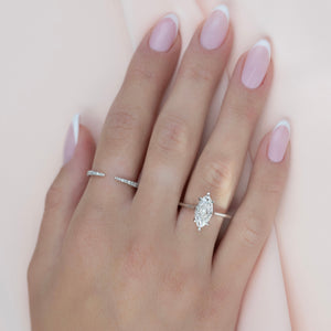 The Lexie Set  With A 2.5 Carat Marquise 14K White Gold Moissanite