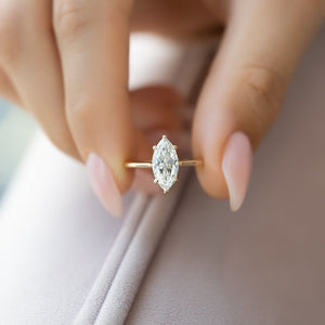 The Lexie Set  With A 3.5 Carat Marquise 18K Yellow Gold Moissanite