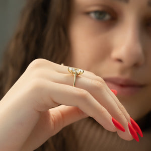 The Lexie Set  With A 3.5 Carat Marquise 18K Yellow Gold Moissanite