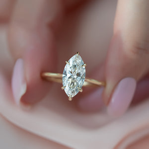 The Lexie Set  With A 3.5 Carat Marquise 18K Yellow Gold Moissanite