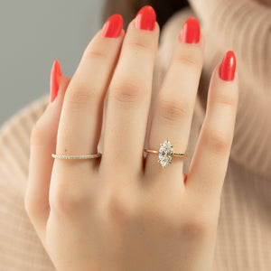 The Lexie Set  With A 3.5 Carat Marquise 18K Yellow Gold Moissanite