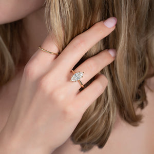 The Lexie Set  With A 3.5 Carat Marquise 18K Yellow Gold Moissanite