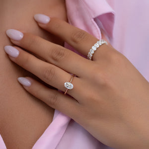 The Lexie Set  With A 2.5 Carat Oval 14K Rose Gold Moissanite