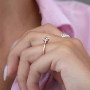The Lexie Set  With A 2.5 Carat Oval 14K Rose Gold Moissanite