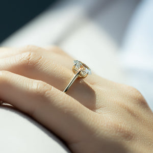 The Lexie Set  With A 2.5 Carat Oval 18K Yellow Gold Moissanite