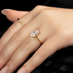 The Lexie Set  With A 2.5 Carat Oval 18K Yellow Gold Moissanite