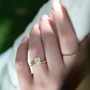 The Lexie Set  With A 2.5 Carat Princess 18K Yellow Gold Moissanite