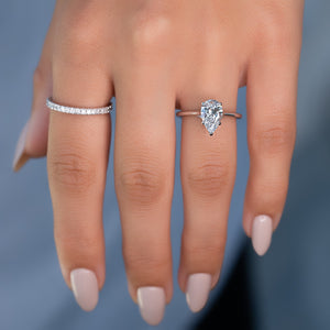 The Lexie Set  With A 2.5 Carat Pear 14K White Gold Moissanite