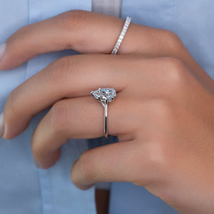 The Lexie Set  With A 2.5 Carat Pear 14K White Gold Moissanite