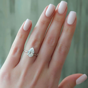 The Lexie Set  With A 2.5 Carat Pear 14K White Gold Moissanite