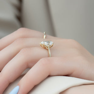 The Lexie Set  With A 2.5 Carat Pear 14K Yellow Gold Moissanite