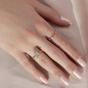 The Lexie Set  With A 1.5 Carat Radiant 14K Rose Gold Moissanite