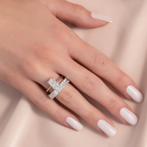 The Lexie Set  With A 4.5 Carat Radiant 18K White Gold Moissanite