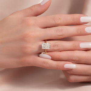 The Lexie Set  With A 2.5 Carat Radiant 18K Yellow Gold Moissanite
