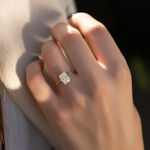 The Lexie Set  With A 2.5 Carat Radiant 18K Yellow Gold Moissanite