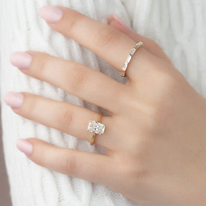 The Lexie Set  With A 2.5 Carat Radiant 18K Yellow Gold Moissanite