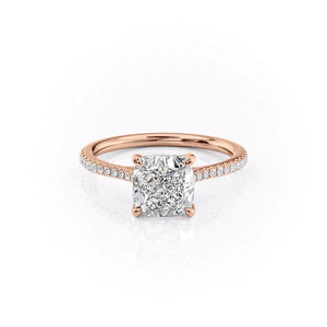 The Lexie Set With A 2.5 Carat Cushion 14K Rose Gold Lab Diamond