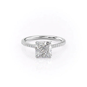 The Lexie Set  With A 5 Carat Cushion 14K White Gold Moissanite