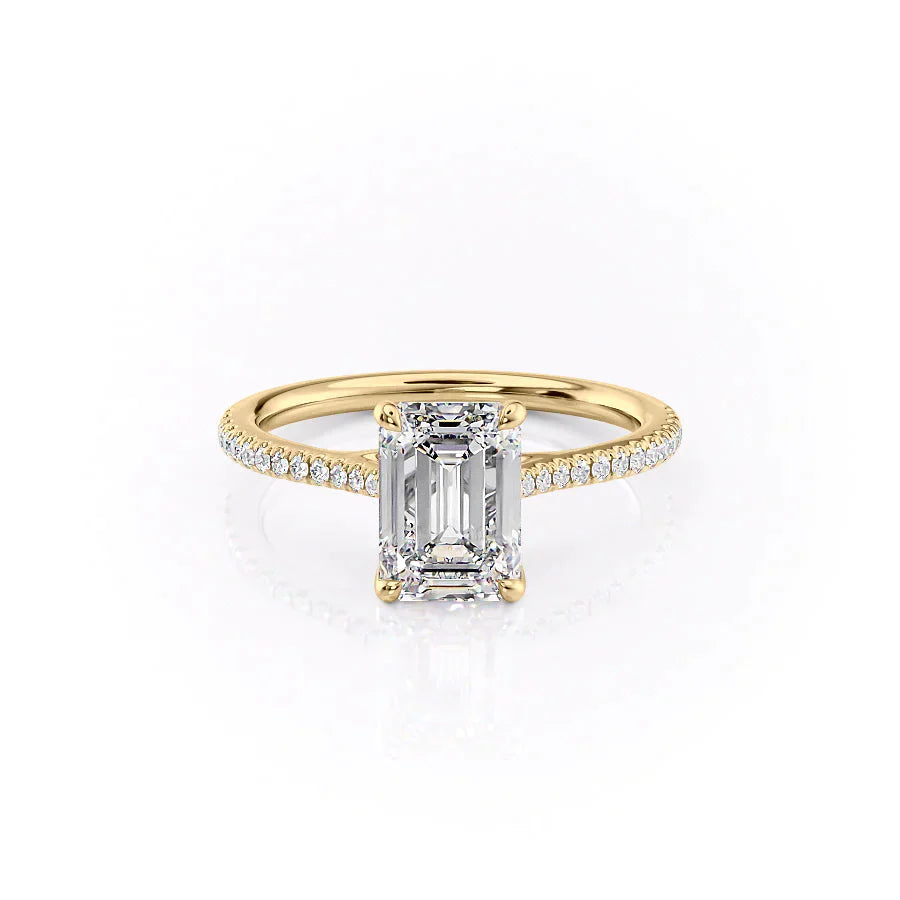The Lexie Set With A 3 Carat Emerald 18K Yellow Gold Lab Diamond
