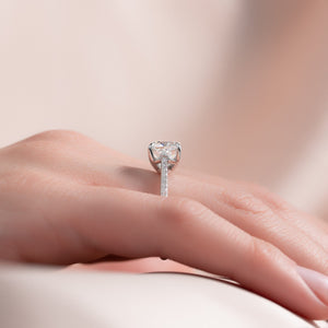 The Pave Lexie Set  With A 3 Carat Cushion 14K White Gold Moissanite