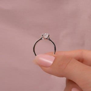 The Pave Lexie Set With A 1 Carat E. Cushion 14K White Gold Lab Diamond