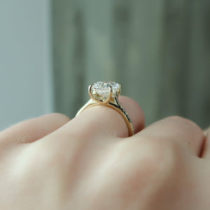 The Pave Lexie Set  With A 2.5 Carat E. Cushion 18K Yellow Gold Moissanite