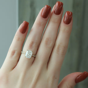 The Pave Lexie Set  With A 2.5 Carat E. Cushion 14K Yellow Gold Moissanite