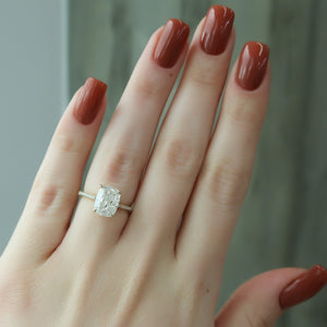 The Pave Lexie Set With A 3 Carat E. Cushion 14K Yellow Gold Lab Diamond