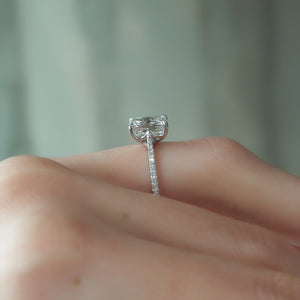 The Pave Lexie Set  With A 3 Carat Emerald 18K White Gold Moissanite
