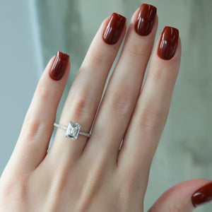 The Pave Lexie Set With A 2 Carat Emerald 14K White Gold Lab Diamond
