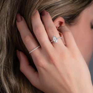 The Pave Lexie Set  With A 2 Carat Marquise 18K White Gold Moissanite