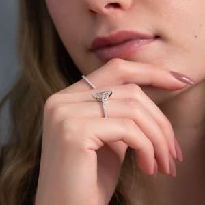 The Pave Lexie Set  With A 2.5 Carat Marquise 18K White Gold Moissanite