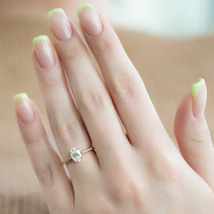 The Lexie Set  With A 2 Carat Oval 14K Rose Gold Moissanite