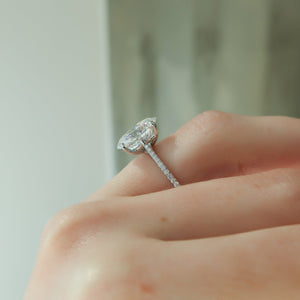 The Pave Lexie Set  With A 3.5 Carat Oval 14K White Gold Moissanite