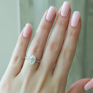 The Pave Lexie Set  With A 3 Carat Oval 14K White Gold Moissanite