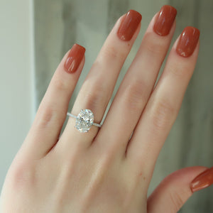 The Pave Lexie Set  With A 3 Carat Oval 14K White Gold Moissanite