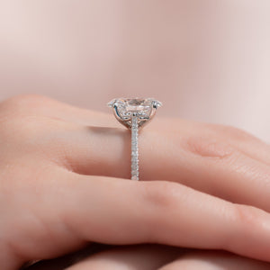 The Pave Lexie Set  With A 1 Carat Oval 18K White Gold Moissanite