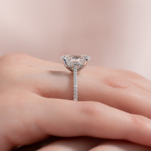 The Lexie Set  With A 3 Carat Oval 18K White Gold Moissanite