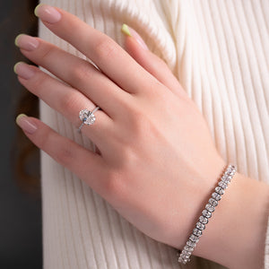 The Pave Lexie Set  With A 2.5 Carat Oval 18K White Gold Moissanite